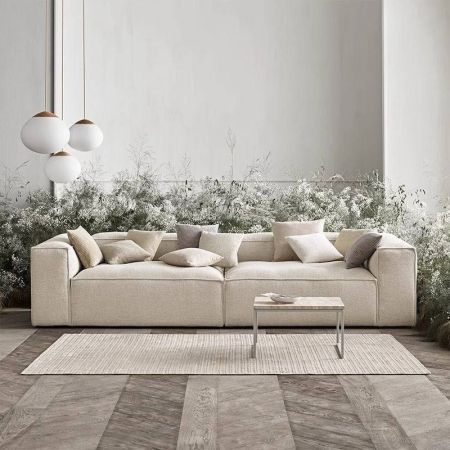 Tofu Block Square Cotton Linen Modular Sectional Combination Compressed Foldable Sofa with Cost Saving Design
