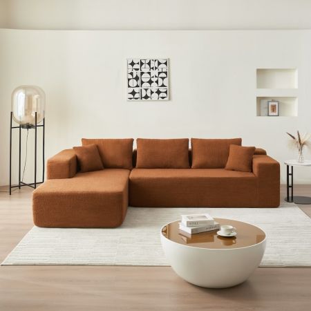 Modular Upholstered Sectional Compressed Foldable Sofa with Chaise Lounge Cost Saving Design