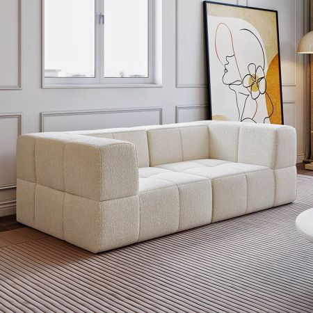 Teddy Fabric 2 Seater/ 3 Seater L Shape Ottoman Foldable Sofa with Cost Saving Design