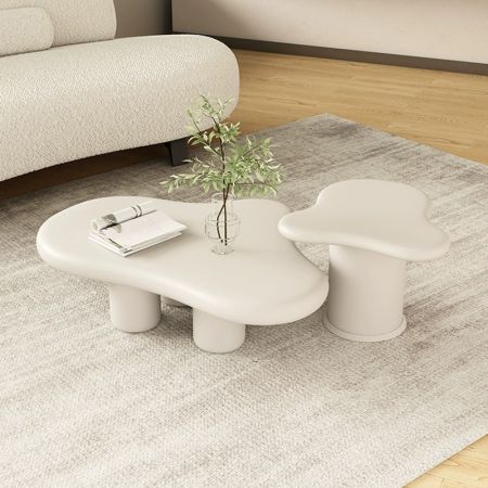 Minimalist Creamy White Coffee Table 
