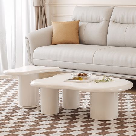 Minimalist Creamy White Coffee Table 