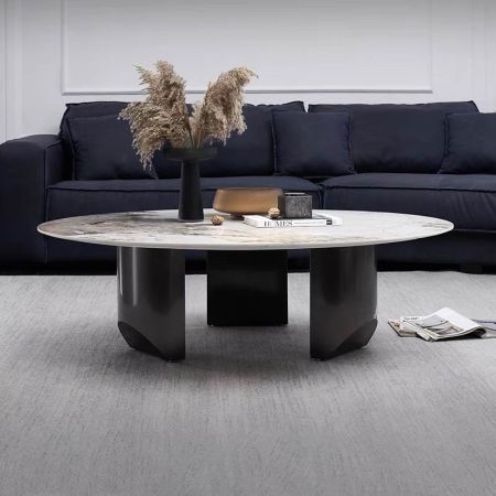 Italian Style Shinny Sintered Stone Round Coffee Table