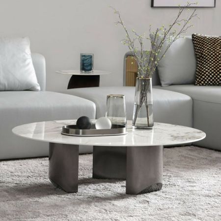 Italian Style Shinny Sintered Stone Round Coffee Table
