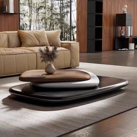 Luxury Rotatable Panel Three Layers Coffee Table