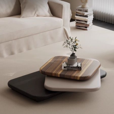 Luxury Rotatable Panel Three Layers Coffee Table