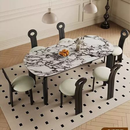 Minimalist Da Sima Wood Legs Base Sintered Stone Top Dining Table More Colours and Sizes Customisable 