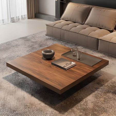Modern Floating Walnut Square Coffee Table