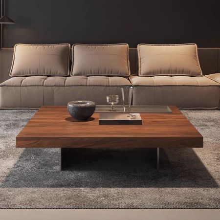 Modern Floating Walnut Square Coffee Table
