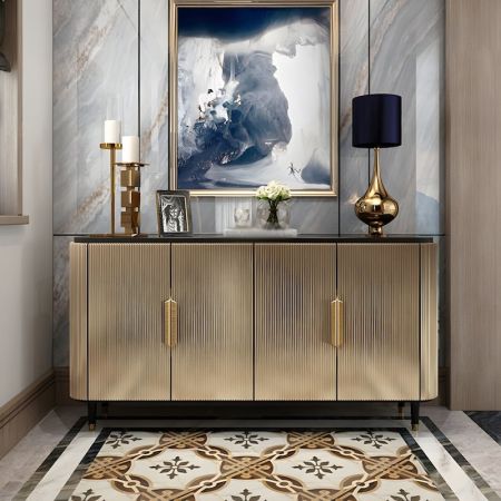 Champagne Gold Glam Sintered Stone Sideboard Buffet More Countertop Colours are Customisable