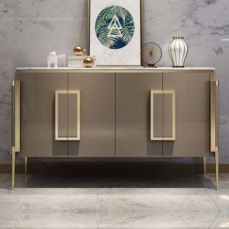Luxury Golden Frame Sintered Stone Sideboard Buffet More Countertop Colours are Customisable
