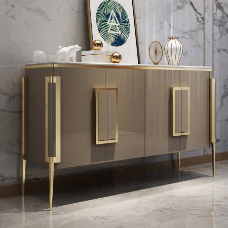 Luxury Golden Frame Sintered Stone Sideboard Buffet More Countertop Colours are Customisable