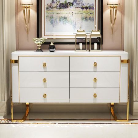 Glam Luxury Metal Frame Lacquer Board Sideboard Buffet
