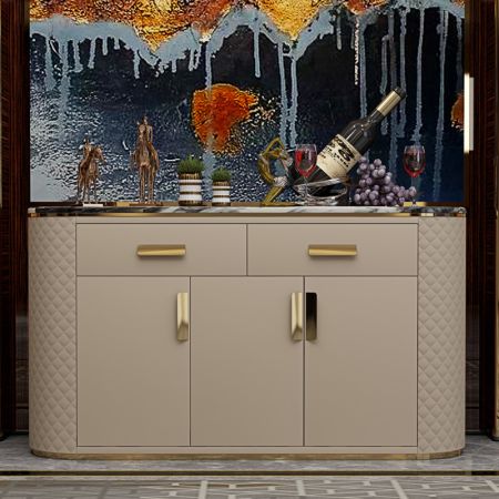 Luxury Leather and Sintered Stone Top Sideboard Buffet More Colours are Customisable