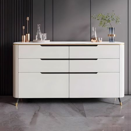 Sintered Stone Top Chest Modern Metal Legs Sideboard Buffet with 6 Drawers More Countertop Colours are customisable