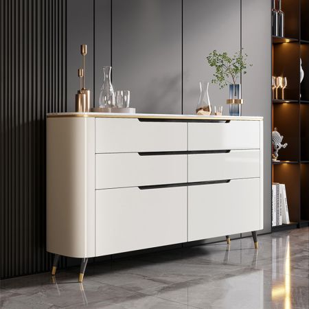 Sintered Stone Top Chest Modern Metal Legs Sideboard Buffet with 6 Drawers More Countertop Colours are customisable