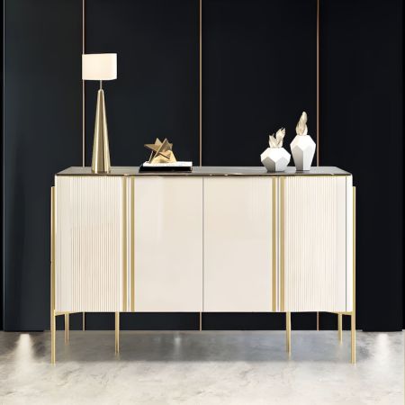 Glam Style Sintered Stone top Sideboard Buffet Dining Server with Cabinets More Countertop Colours are Customisable
