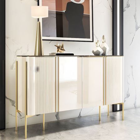 Glam Style Sintered Stone top Sideboard Buffet Dining Server with Cabinets More Countertop Colours are Customisable