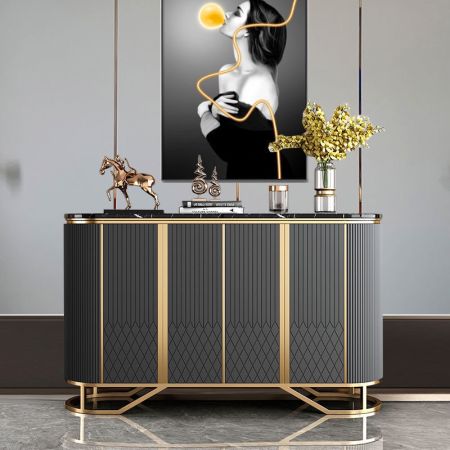 Mordern Luxe Geometric Accent Sintered Stone Top Sideboard Buffet More Countertop Colours are Customisable