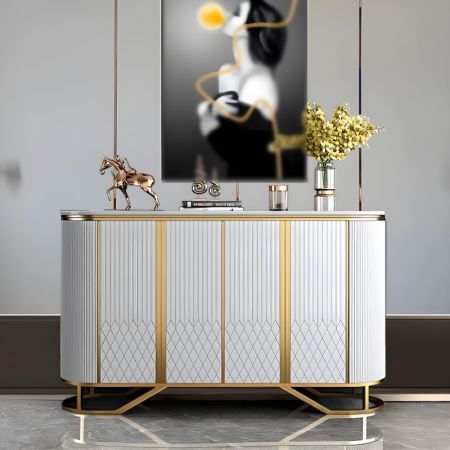 Mordern Luxe Geometric Accent Sintered Stone Top Sideboard Buffet More Countertop Colours are Customisable