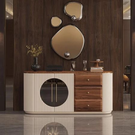 Elegant Wooden Glass Sideboard Buffet