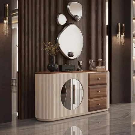 Elegant Wooden Glass Sideboard Buffet