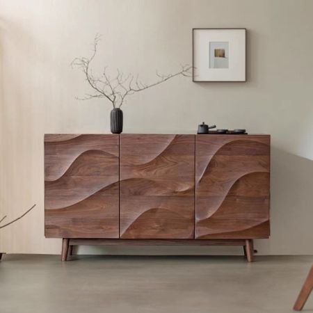 Post Modern Wavefront Wooden Sideboard Buffet