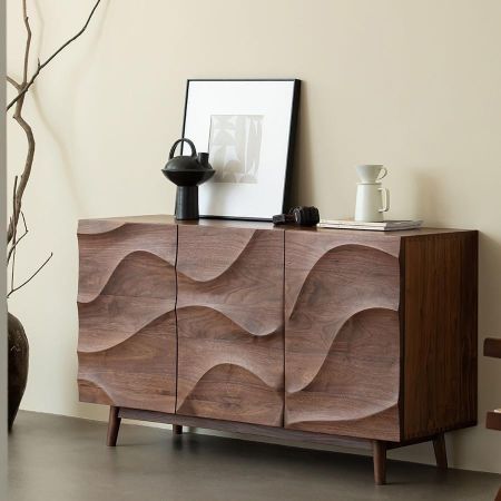 Post Modern Wavefront Wooden Sideboard Buffet