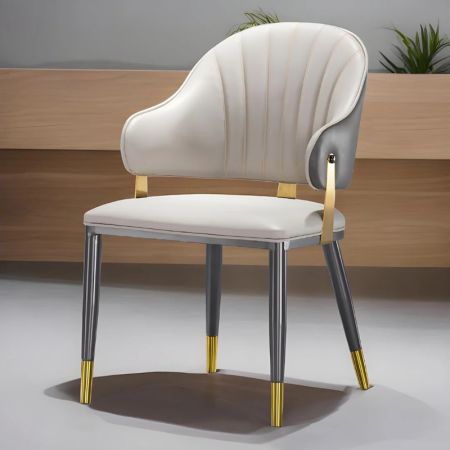 2PCS Art Deco Shell Back PU Leather Dining Chairs More Colours Customisable