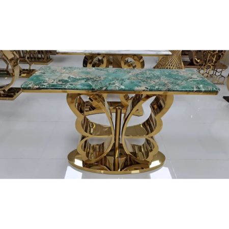 Butterfly Base Metal and Stone Console Table