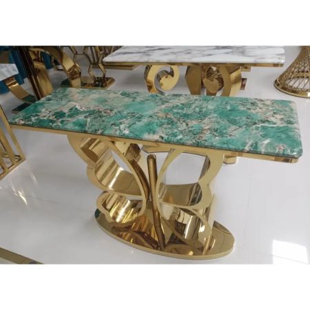 Butterfly Base Metal and Stone Console Table