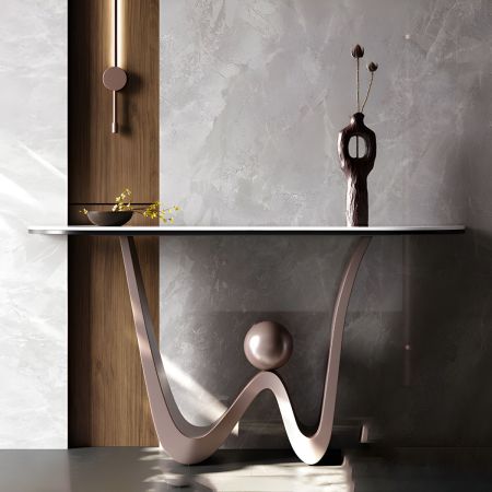 Elegant Stainless Steel Half-Circle Console Table