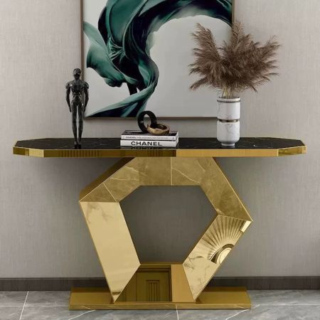 Infinity Metal and Stone Console Table