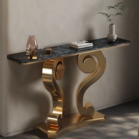 Paisley Style Metal and Stone Console Table