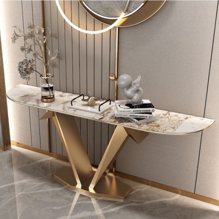 Paper Crane Metal and Stone Console Table