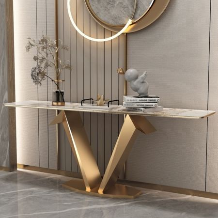 Paper Crane Metal and Stone Console Table