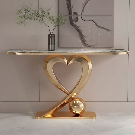 Heart Shape Metal and Stone Console Table Model XG831
