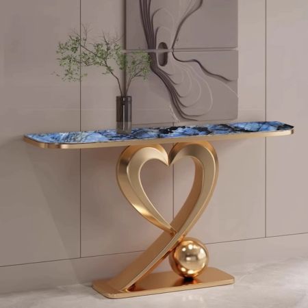 Heart Shape Metal and Stone Console Table Model XG831