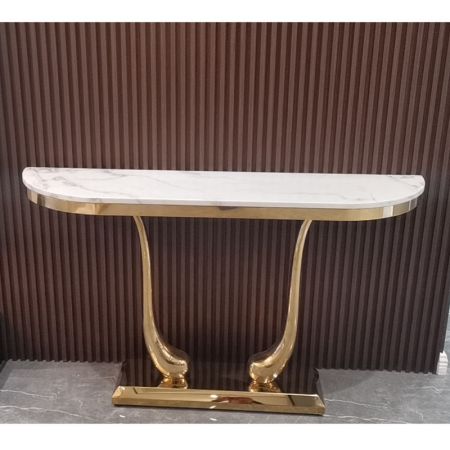 Swallow Metal and Stone Console Table with Electroplating Finish