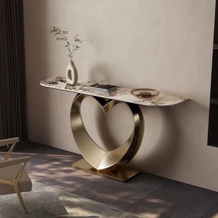 Heart Shape Metal and Stone Console Table Model XG843