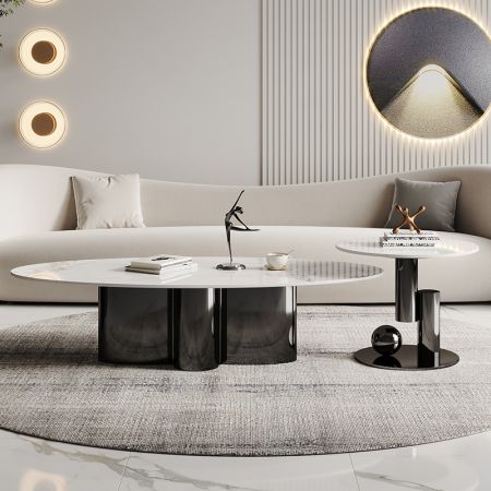Unique Metal Base Sintered Stone Coffee Table Model YD26