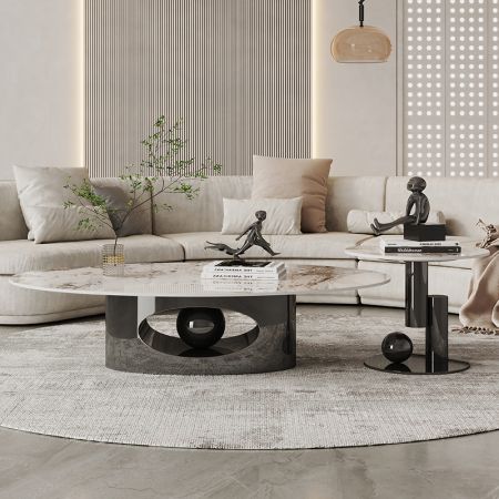 Center Ball Metal Base Sintered Stone Coffee Table