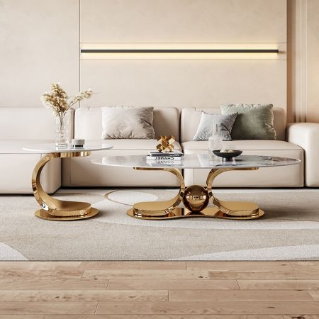 Butterfly Metal Base Sintered Stone Coffee Table