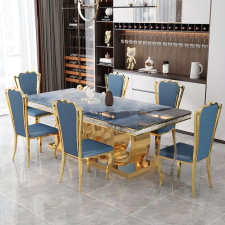 Luxury Metal Circles Base with Marble Top Dining Table More Colours and Sizes Customisable