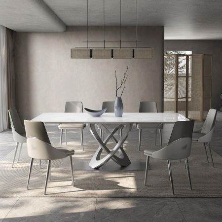 Modern Italian Style Sintered Stone with Geometric Base Dining Table Model YZ319 More Colours & Sizes customisable