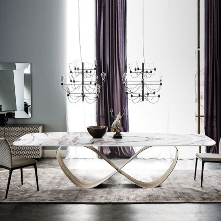 Modern Italian Style Metal Infinity Base with Sintered Stone Top Dining Table More Colours & Sizes Customisable