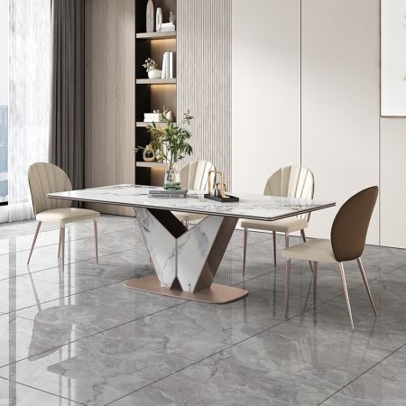 Modern Italian Style Metal Butterfly Base with Sintered Stone Top Dining Table More Colours & Sizes Customisable