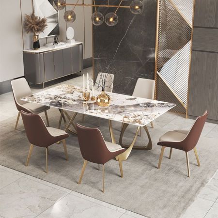 Cross Sled Metal Base with Sintered Stone Top Dining Table More Colours & Sizes Customisable