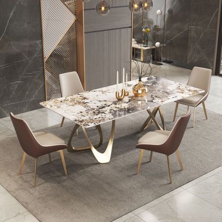 Cross Sled Metal Base with Sintered Stone Top Dining Table More Colours & Sizes Customisable
