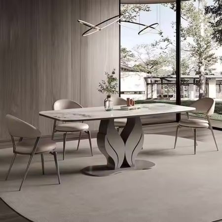 Metal and Sintered Stone Flower Base Dining Table More Colours and Sizes Customisable