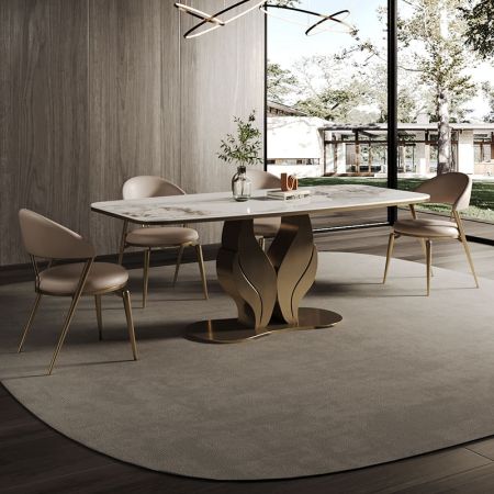 Metal and Sintered Stone Flower Base Dining Table More Colours and Sizes Customisable
